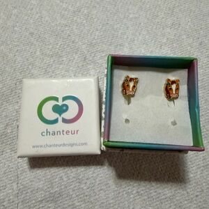 Gold and Orange Earrings